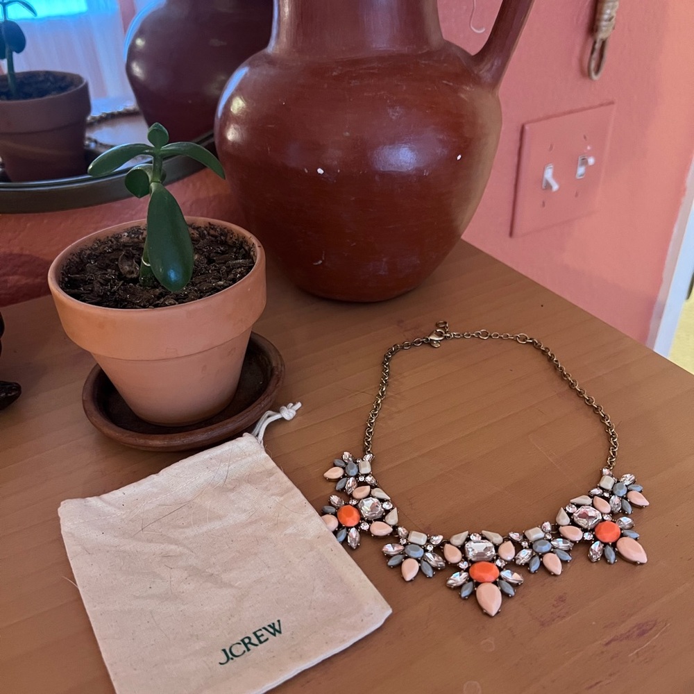J. Crew Orange and White Bold Necklace